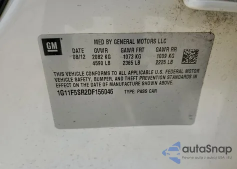 2013 Chevrolet Malibu 2Lt z USA, uszkodzony, nr VIN 1G11F5SR2DF156046